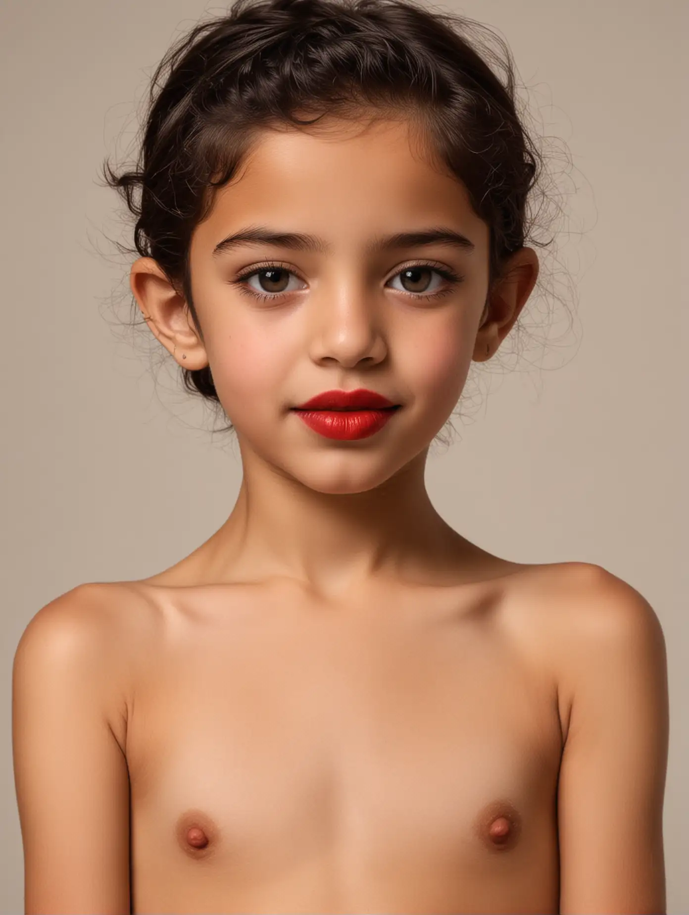 Sexy, topless, red lipstick, skinny, ten year old, Egyptian girl.
