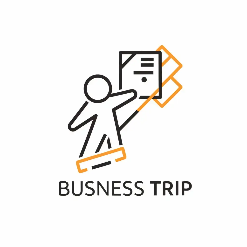 a logo design,with the text "business trip", main symbol:a person waves a check with a suitcase logo,complex,clear background
