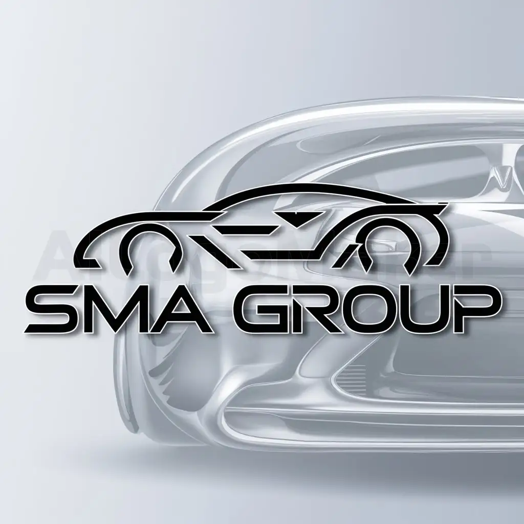a logo design,with the text "sma group", main symbol:cars,complex,be used in Automotive industry,clear background