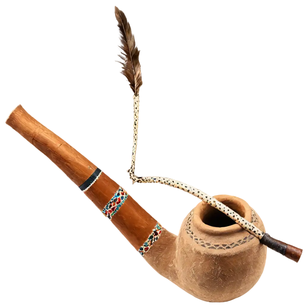 Native-American-Smoking-Ceremonial-Pipe-PNG-Capturing-the-Cultural-Reverence-in-Digital-Art