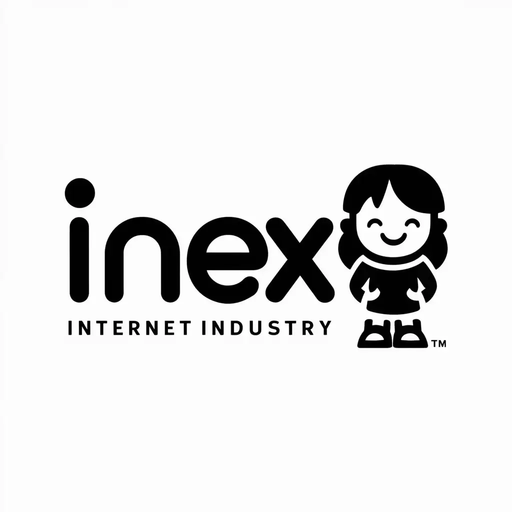 a logo design,with the text "INEX", main symbol:cute, cute, girl,Moderate,be used in Internet industry,clear background