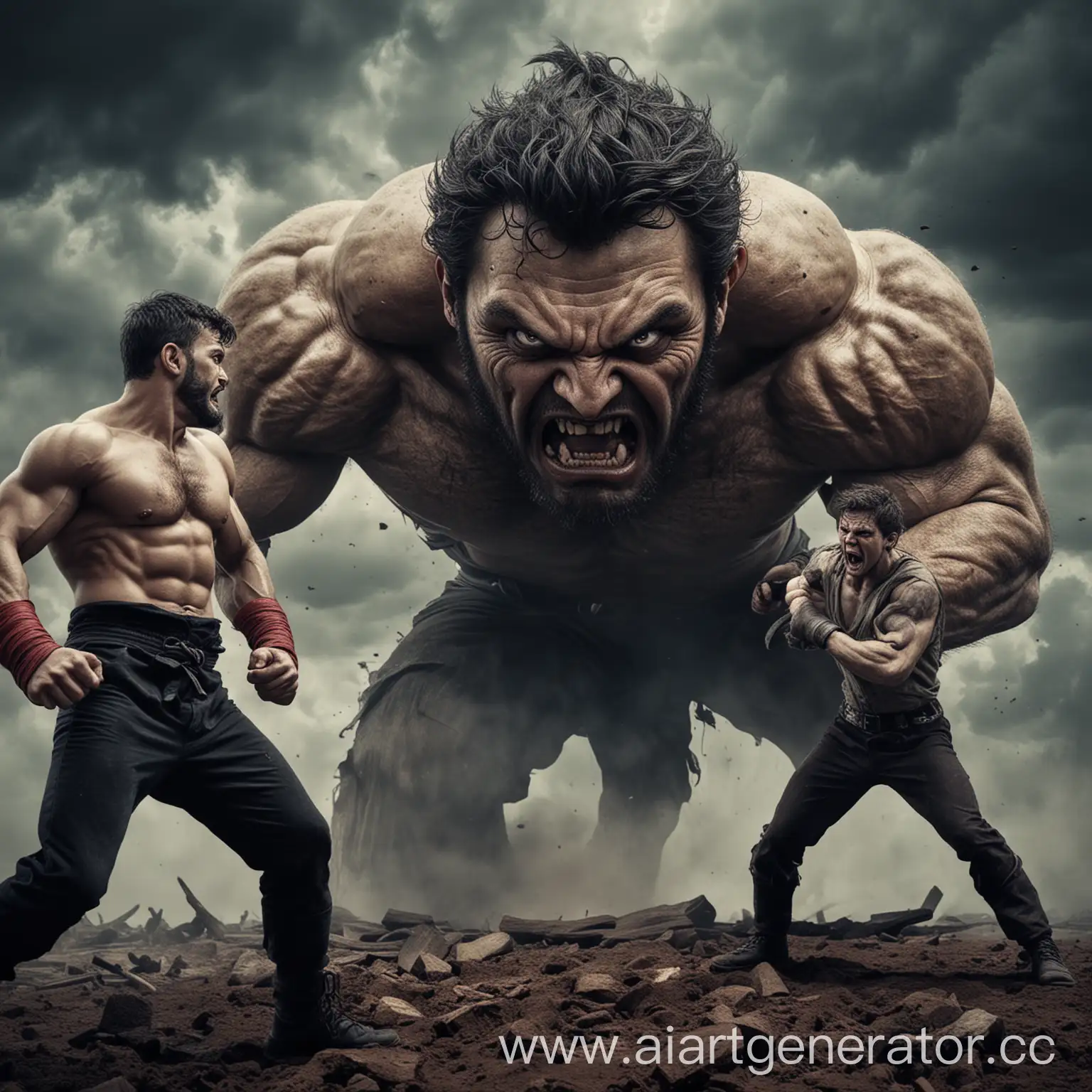 Intense-Battle-Strong-Man-Confronts-Malevolent-Giant