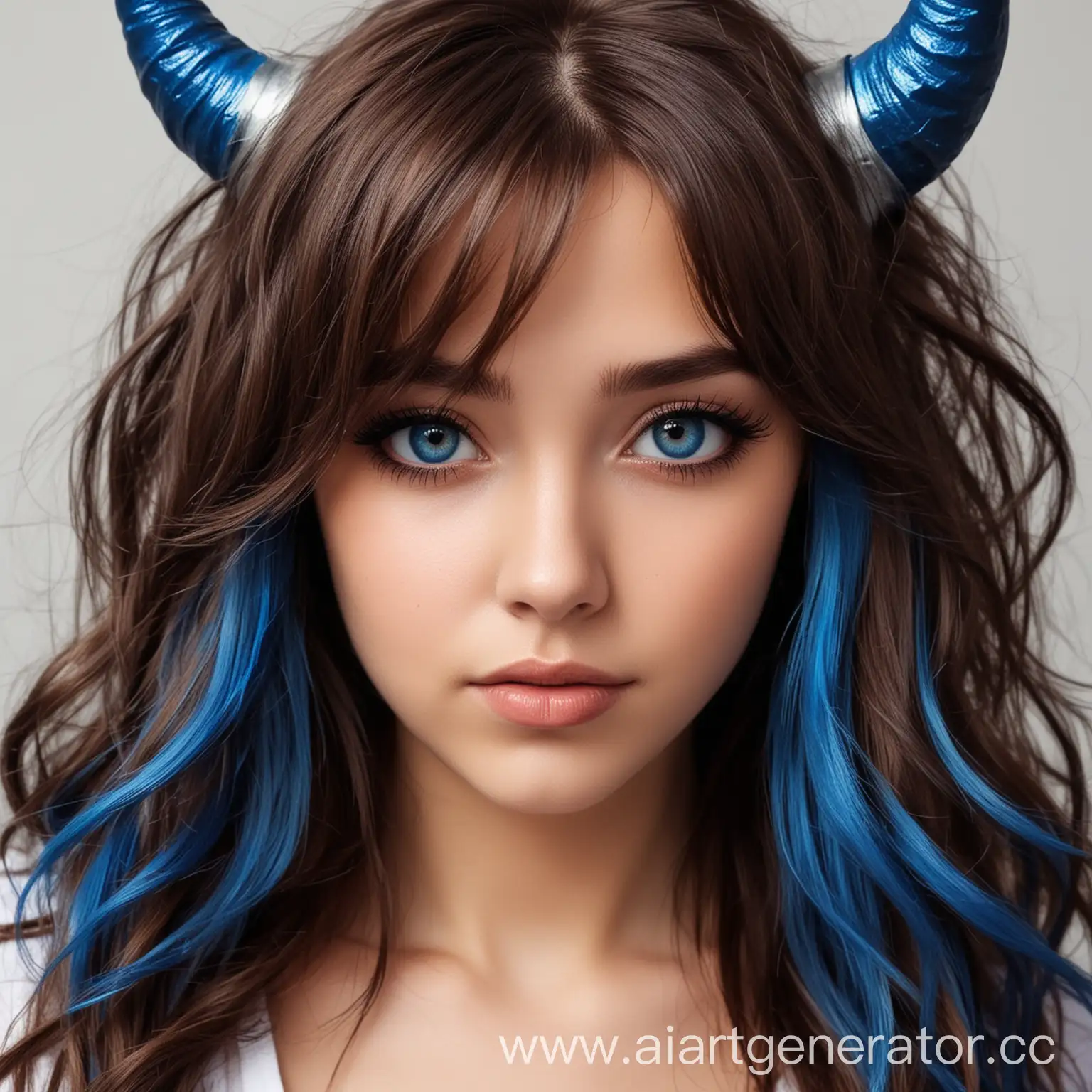 Woman-with-Brown-Hair-and-Blue-Horns-Portrait
