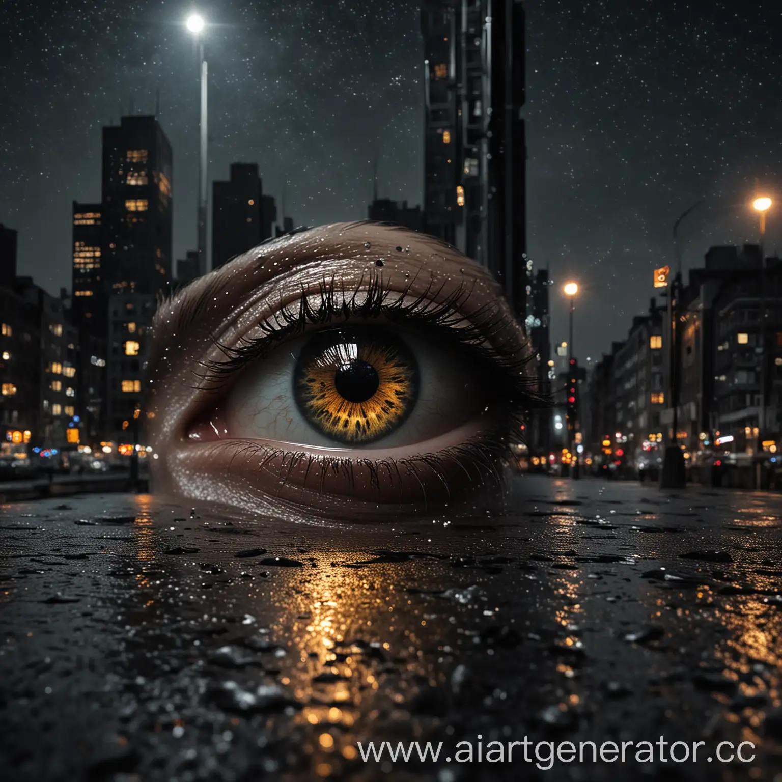 Melancholic-Eyes-in-Urban-Night-Starry-Cityscape-with-Cold-Gaze