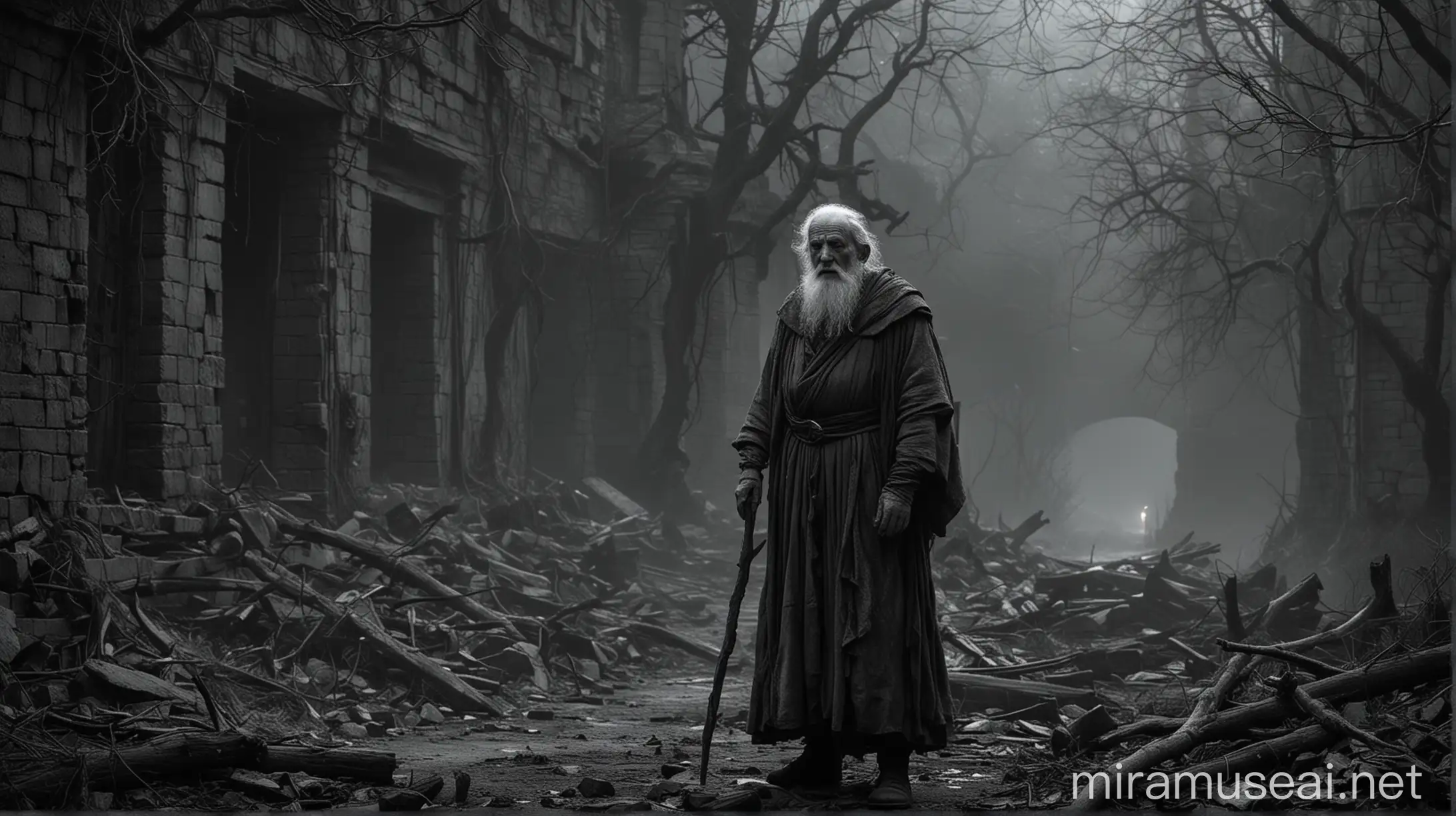 In an ancient, forgotten world where darkness and light were inseparable, there lived an old, wise man named Darkness. His voice was rough and eerie, like the whisper of wind in abandoned ruins, and those who heard it froze in fear and reverence.