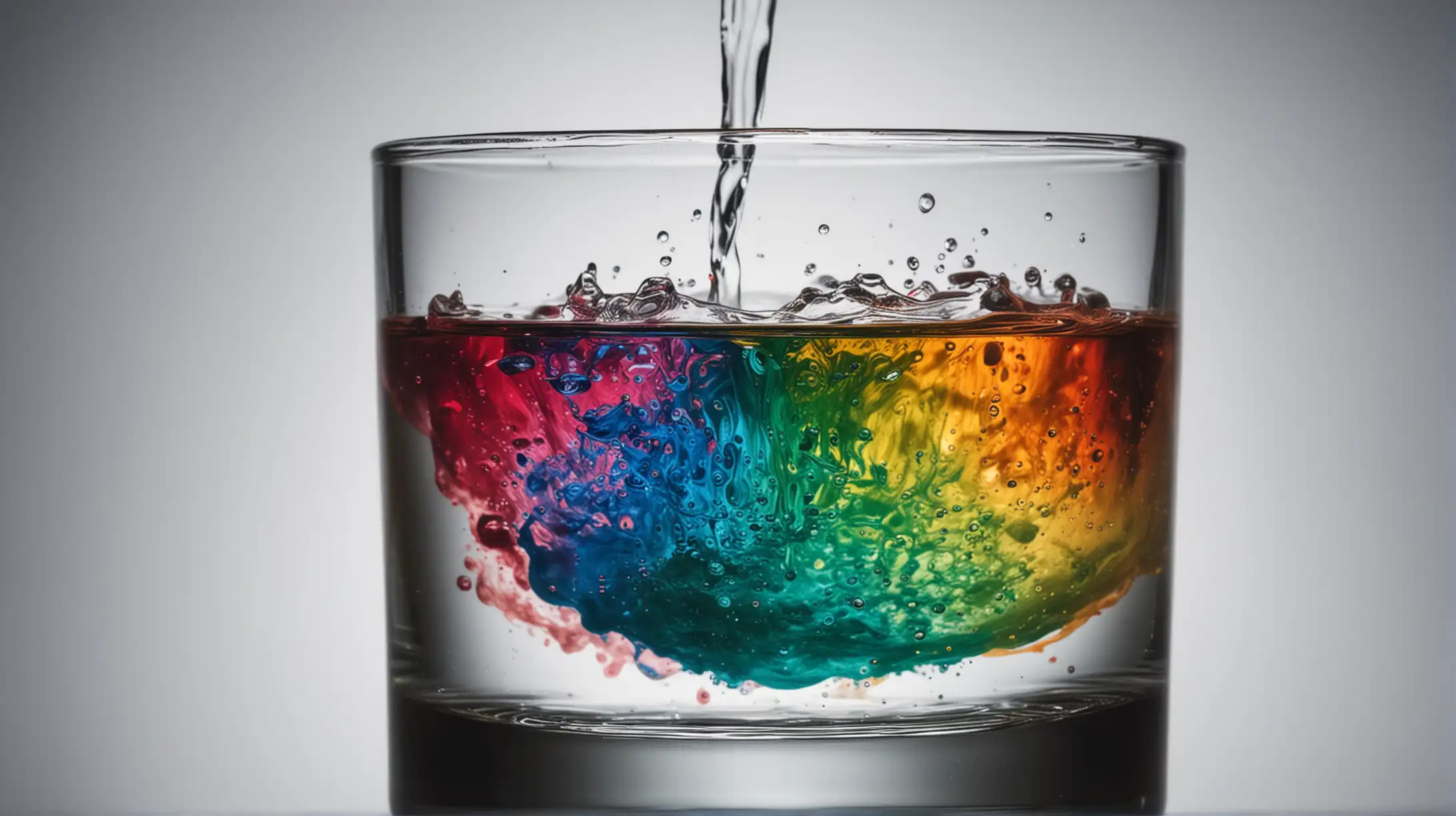 Vibrant Liquid Colors Spreading in a Glass of Water