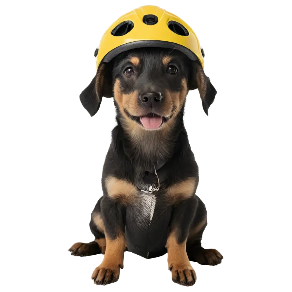 Dog with helmet