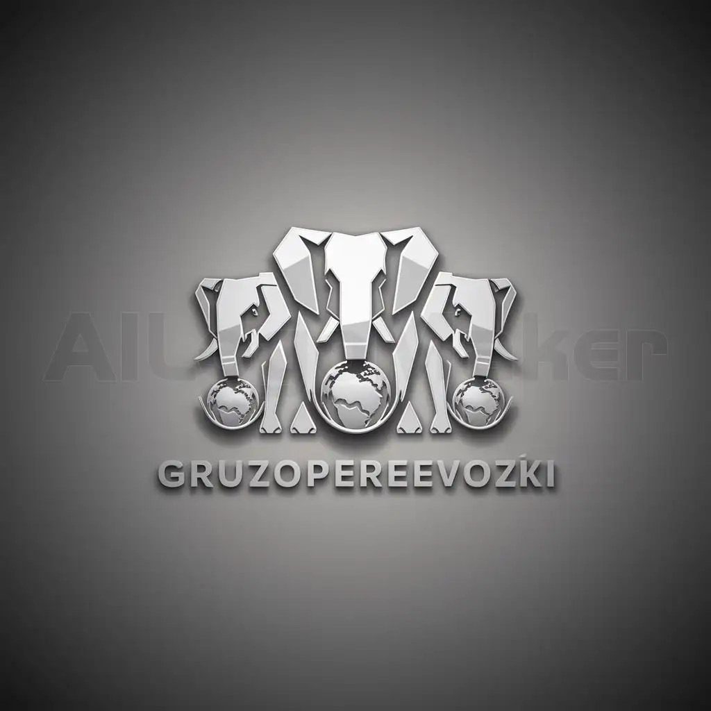 LOGO-Design-For-Gruzoperevozki-Minimalistic-Three-Elephants-Holding-Terrestrial-Ball