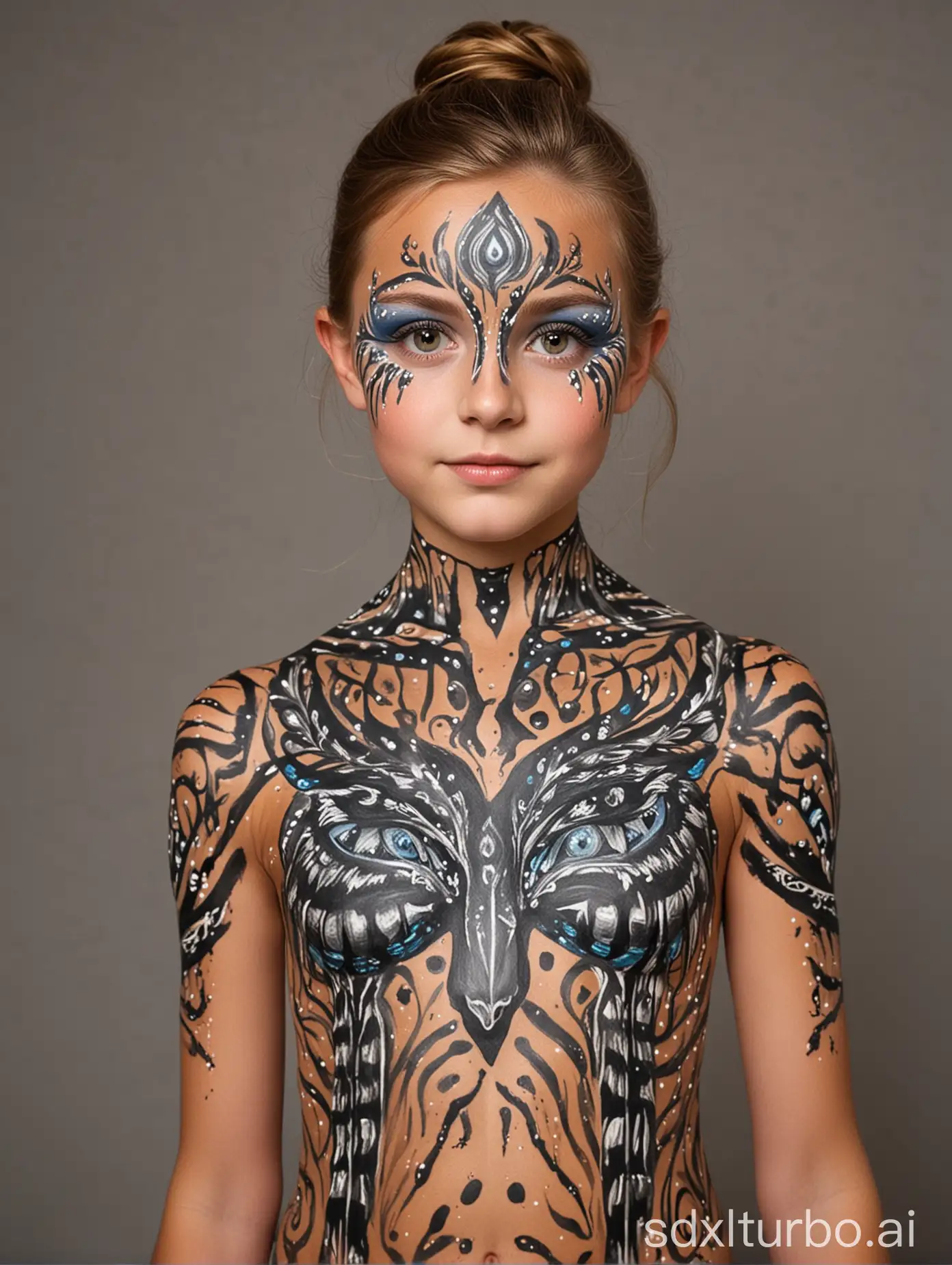 Creative-Body-Paint-Art-on-a-Young-Girl