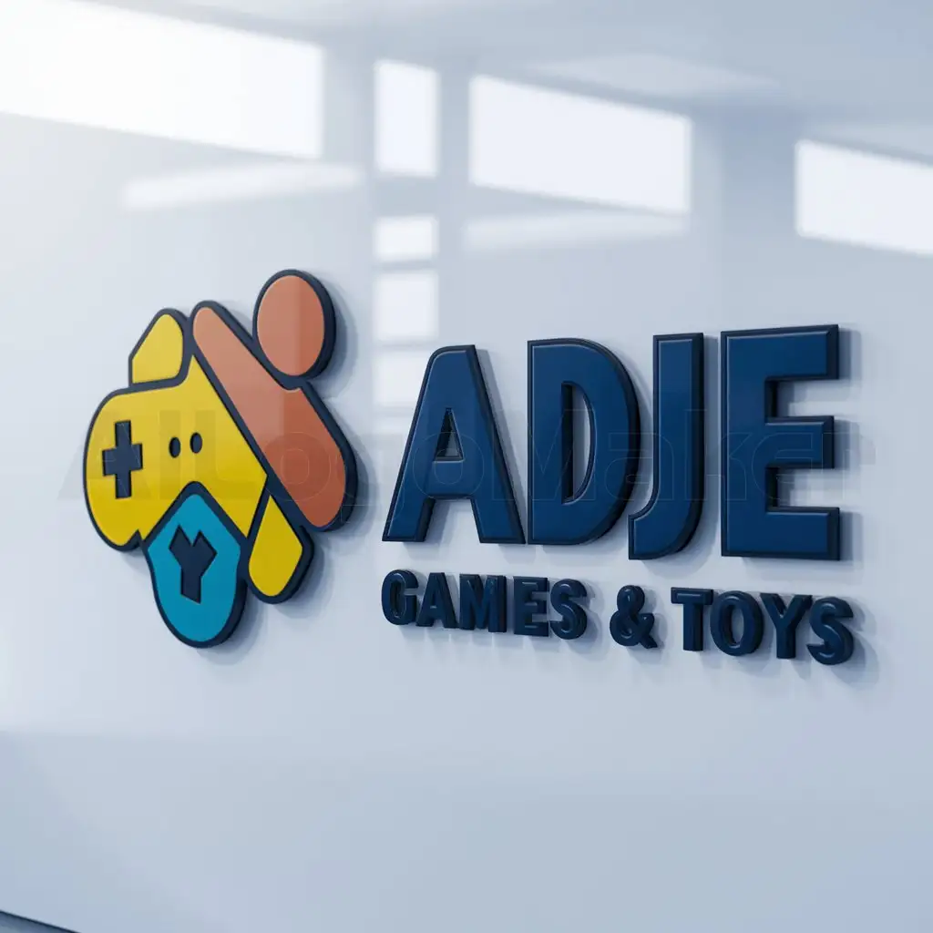 LOGO-Design-For-Adje-Games-Toys-Playful-Text-with-Games-Toys-Symbol-on-Clear-Background