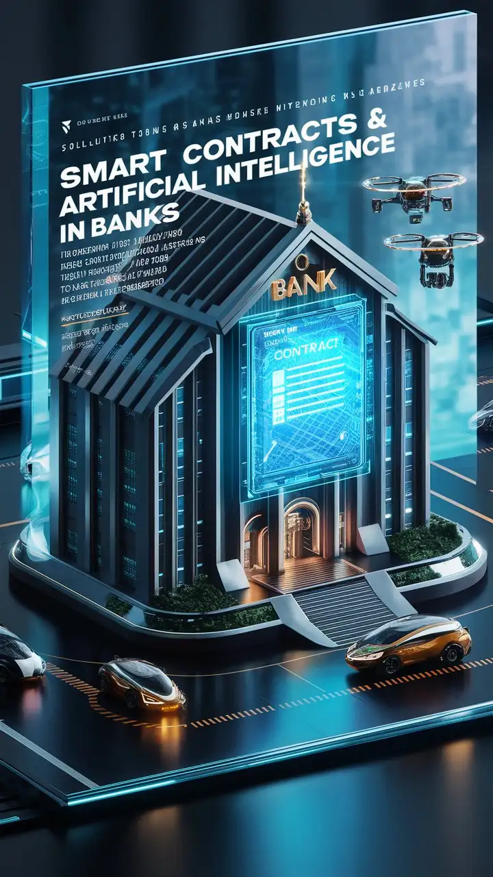 Innovative Banking Magazine Cover Featuring Smart Contracts and AI Technology