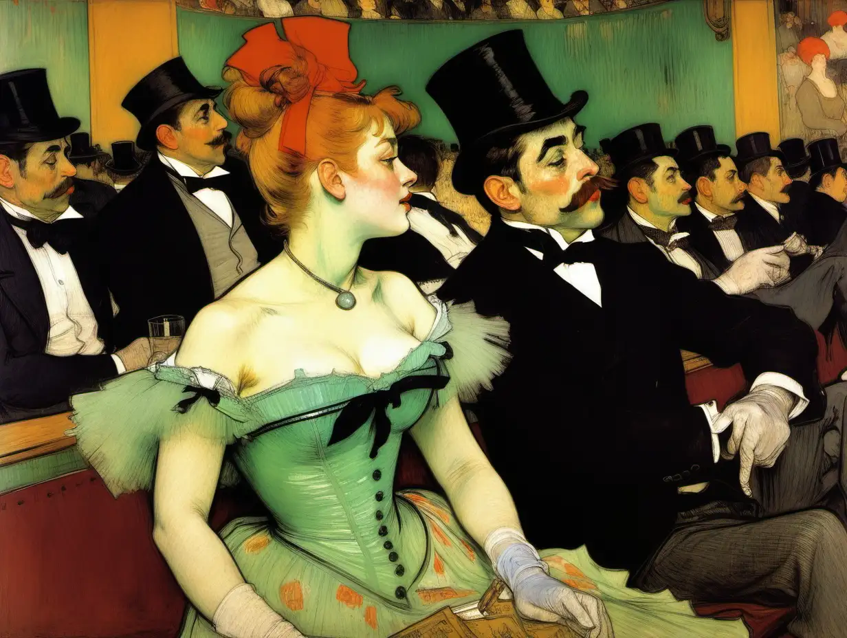 painting by Henri de Toulouse-Lautrec an evening at the theater