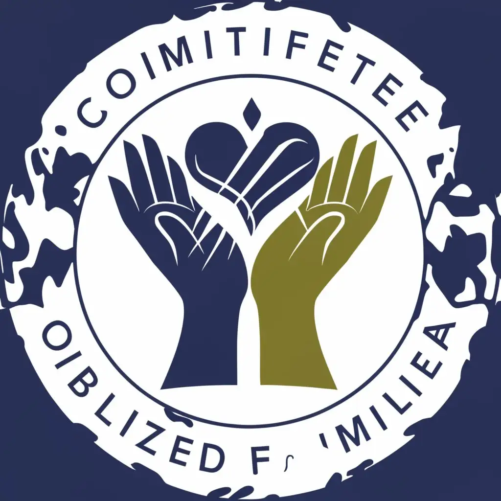 a logo design,with the text "Committee of Mobilized Families", main symbol:The hands of a woman, a soldier, two halves of a heart,Moderate,be used in Nonprofit industry,clear background