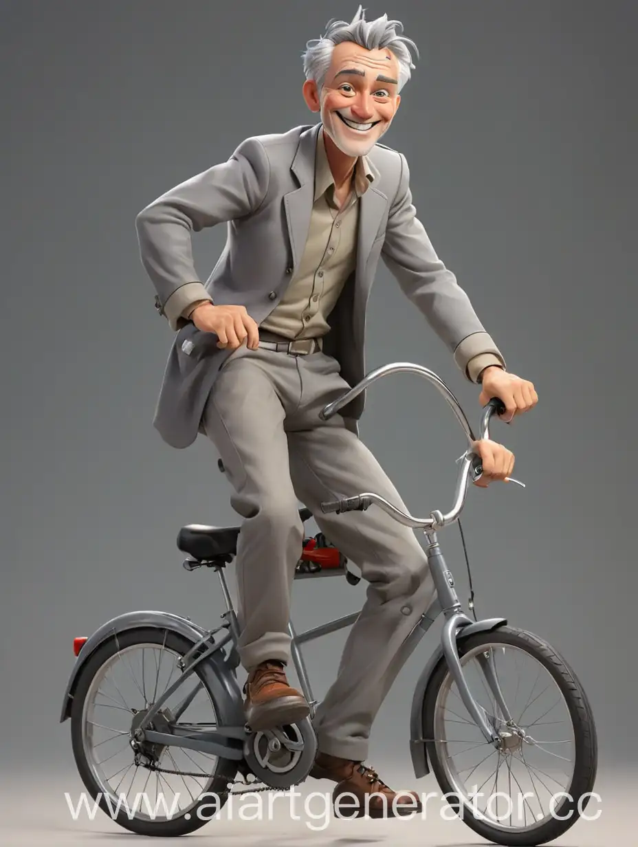 Smiling-Adult-Man-Riding-Bicycle-Comic-Friendly-Gray-Man-in-Full-Height