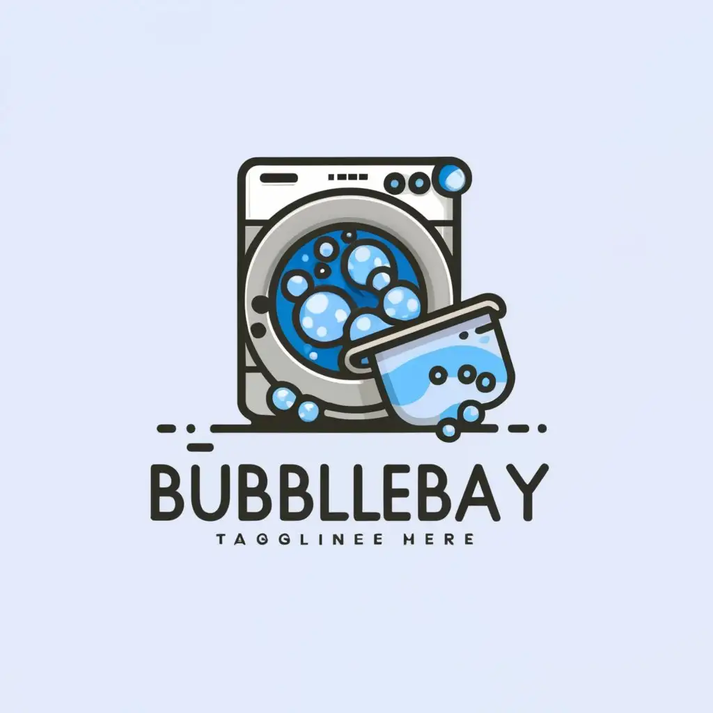a logo design,with the text "Bubble Bay", main symbol:Laundry machine with bubbles,Moderate,be used in 0 industry,clear background