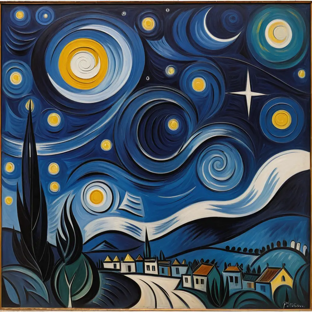 Abstract Picasso Painting Starry Night Sky Artwork
