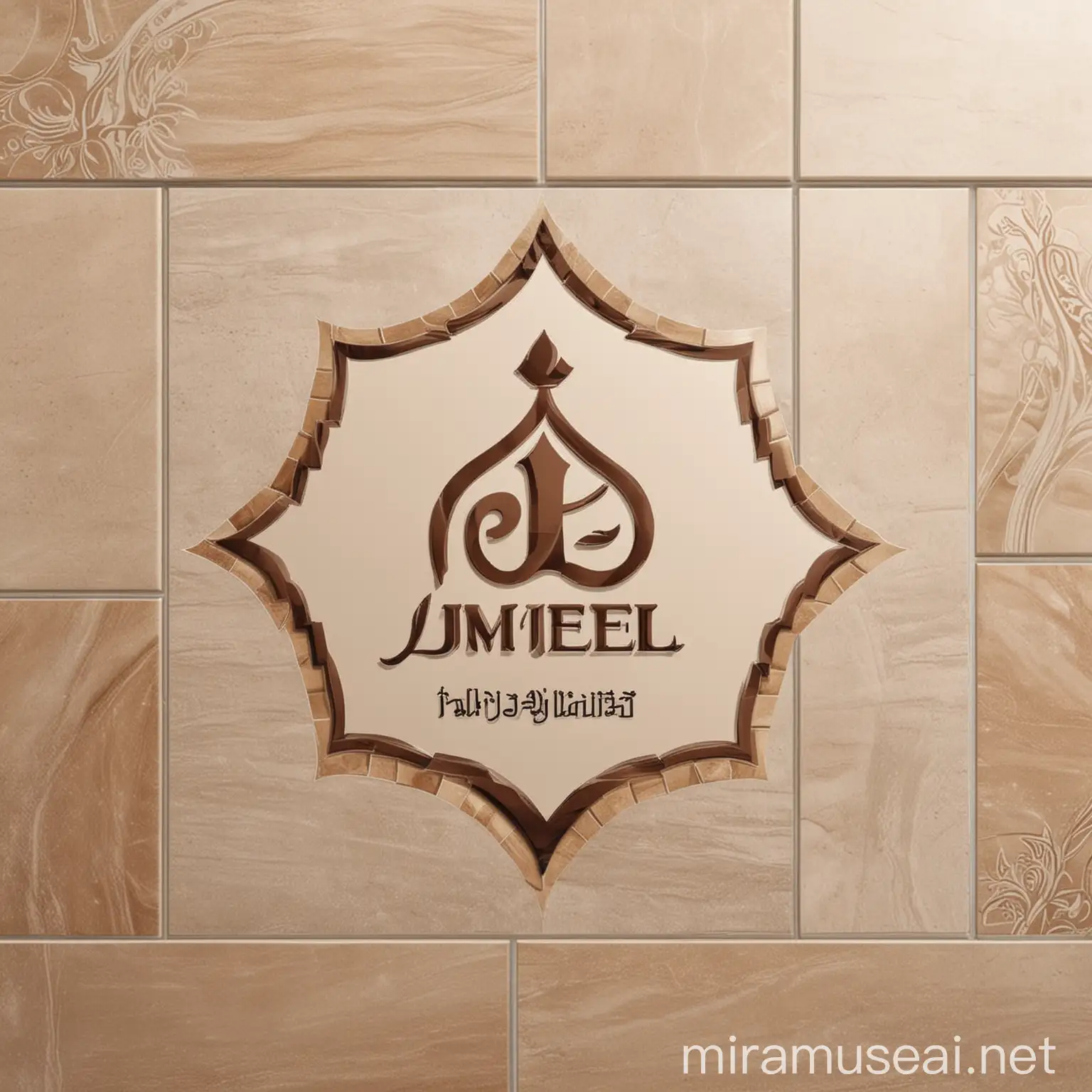 Elegant Jameel Tiles Logo in Kuwait with Arabic Script