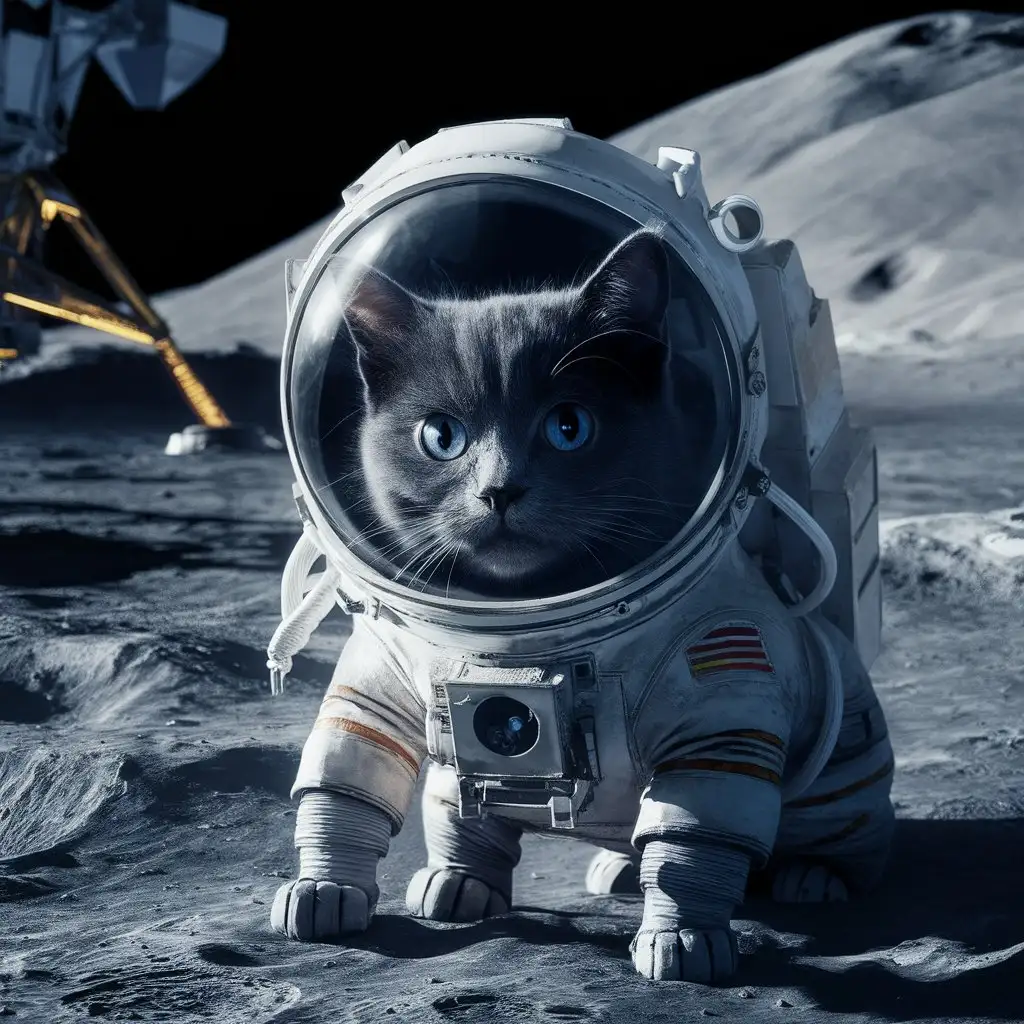 Spacewalking-Cat-Dark-Gray-Feline-Explores-Moon-in-Spacesuit