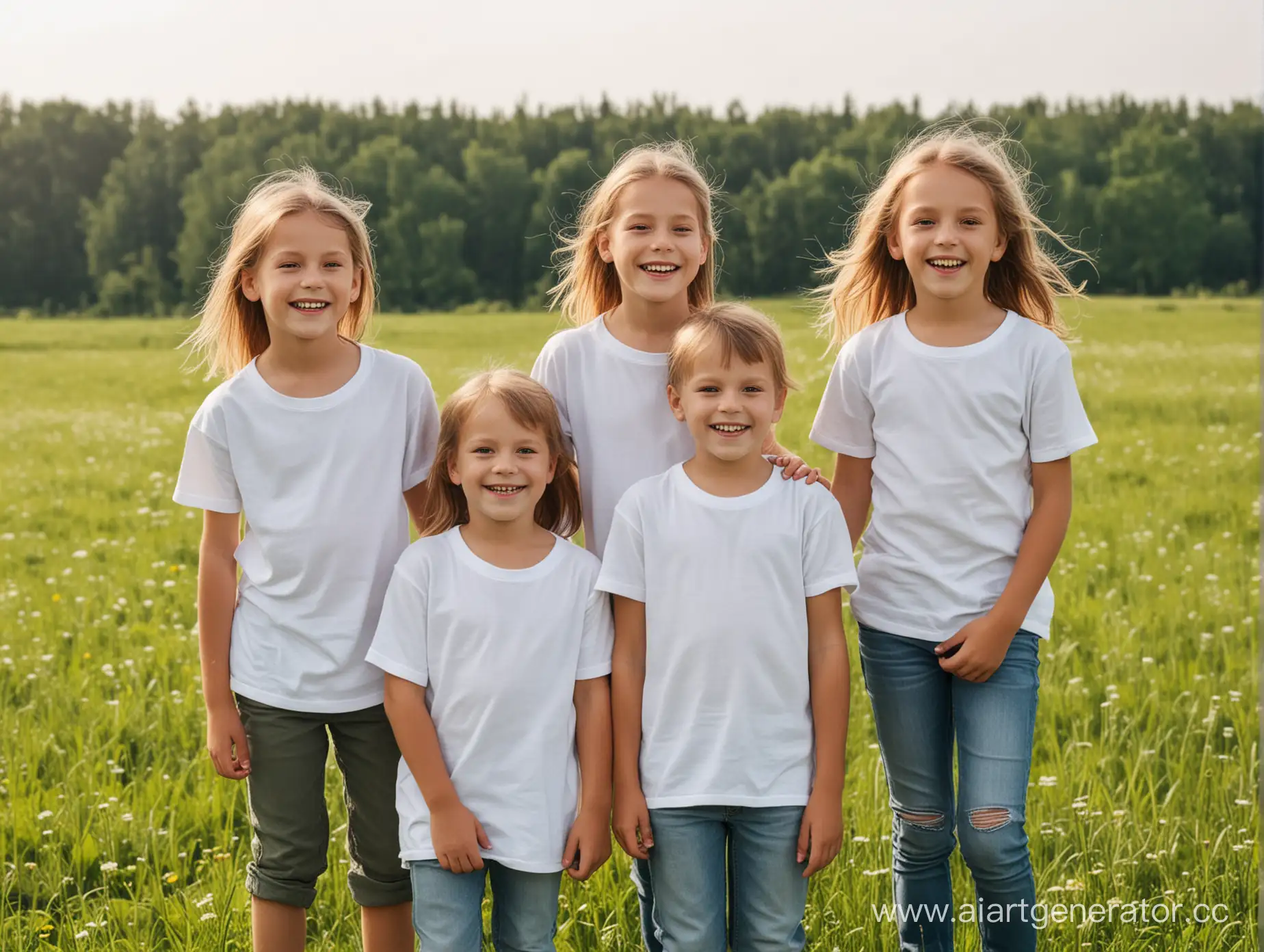 Three-Joyful-Children-Playing-on-a-Green-Meadow-in-Summer