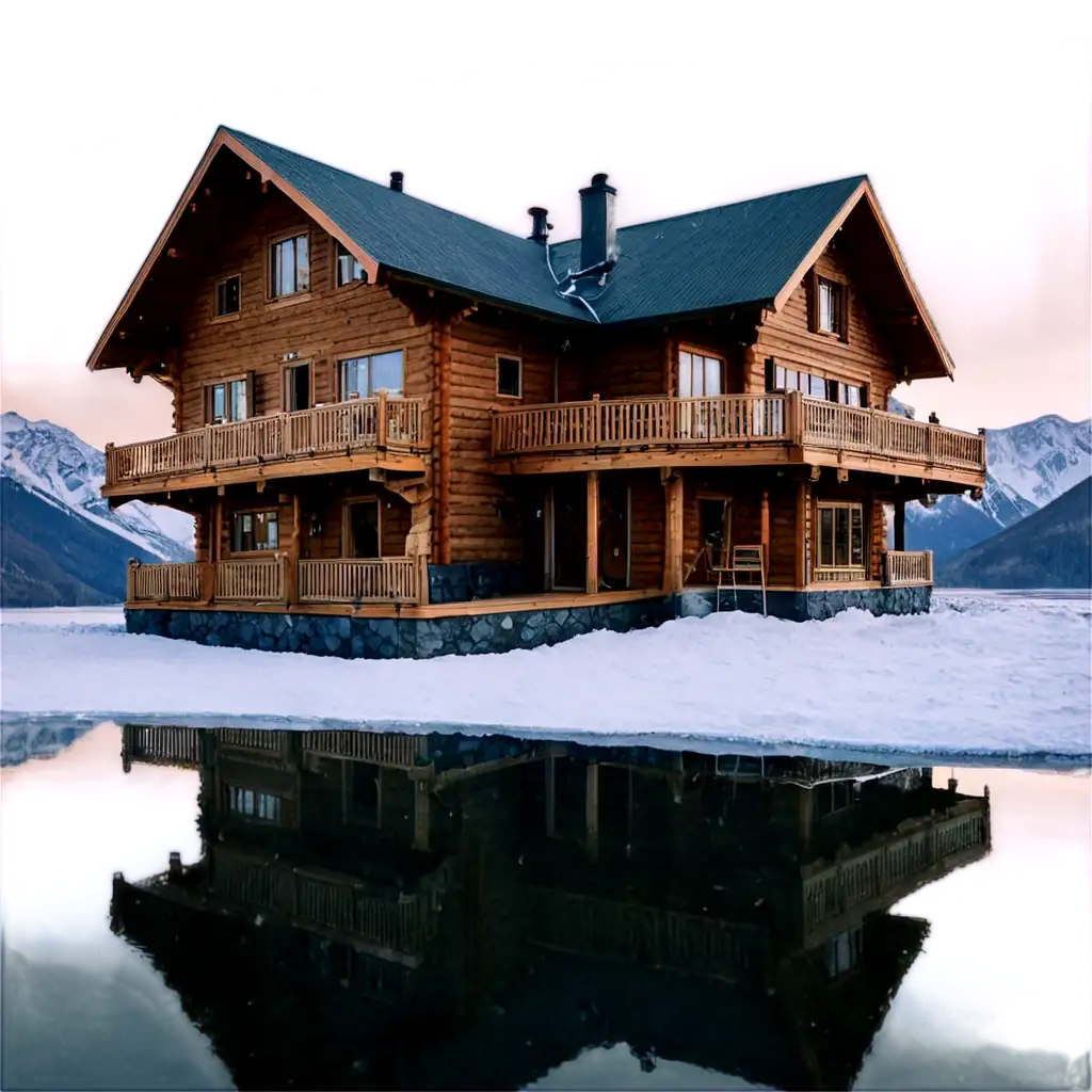 HighQuality-PNG-Image-Spectacular-Wooden-House-Atop-an-Ice-Mountain