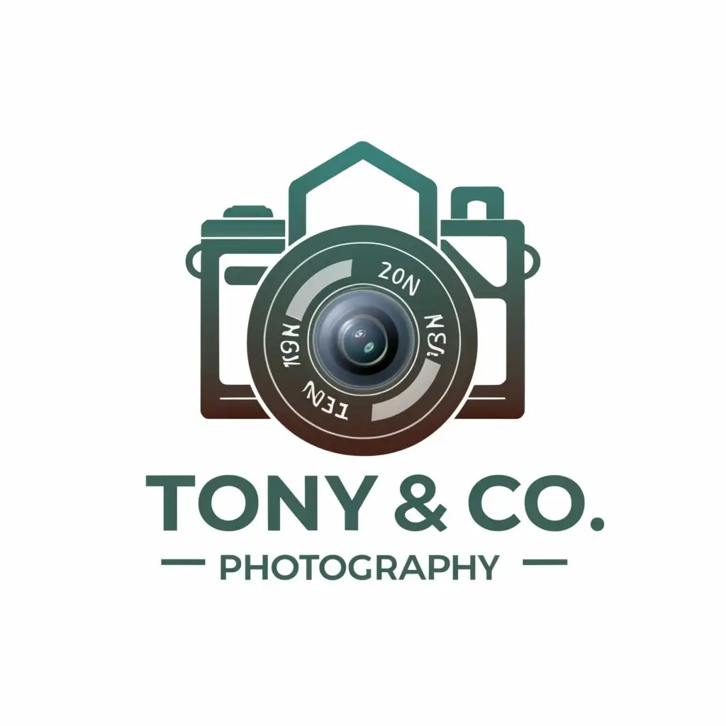 a logo design,with the text Tony&Co. Photography, main symbol:nikon camera,complex,clear background