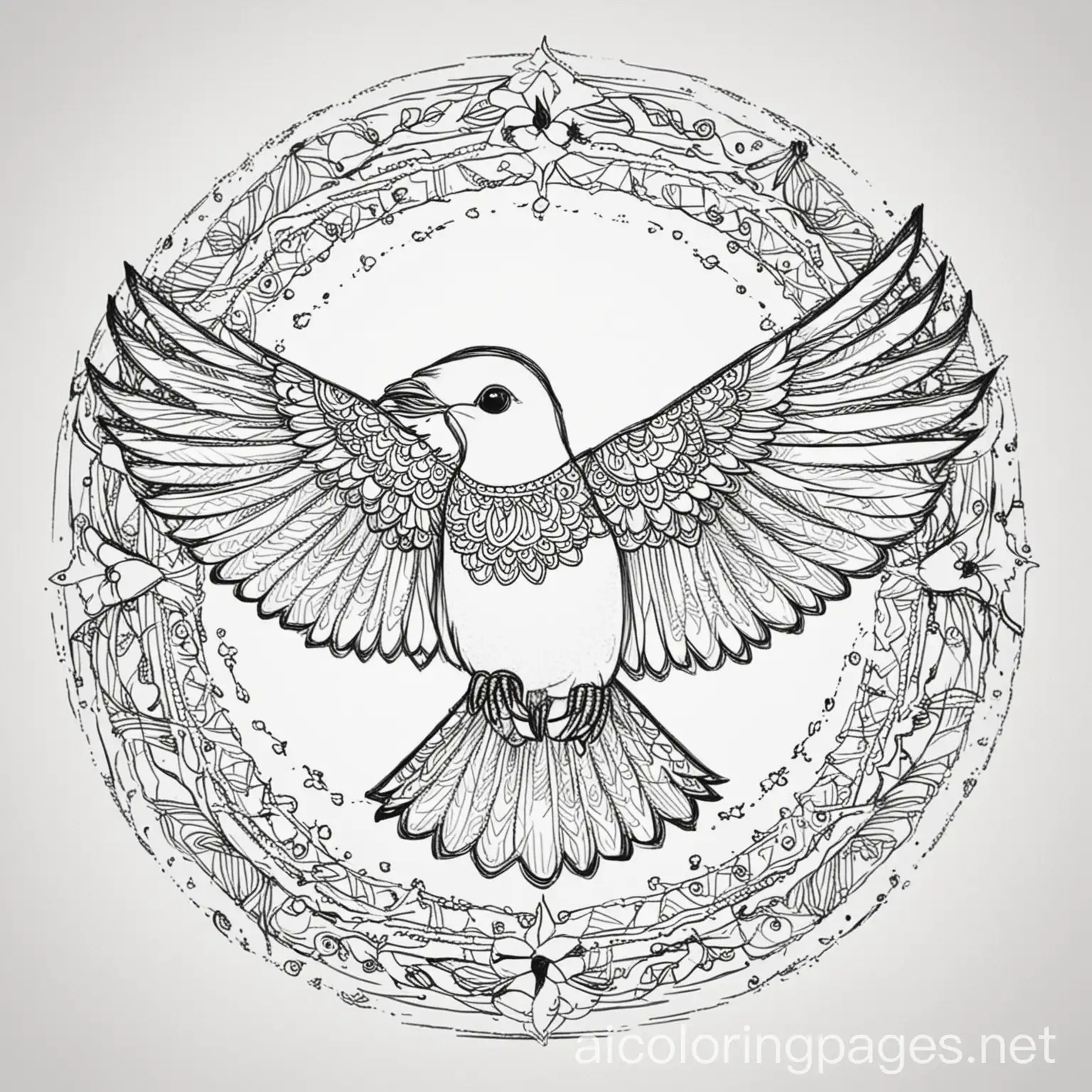 Flying-Bird-Mandala-Coloring-Page-for-Kids-Black-and-White-Line-Art