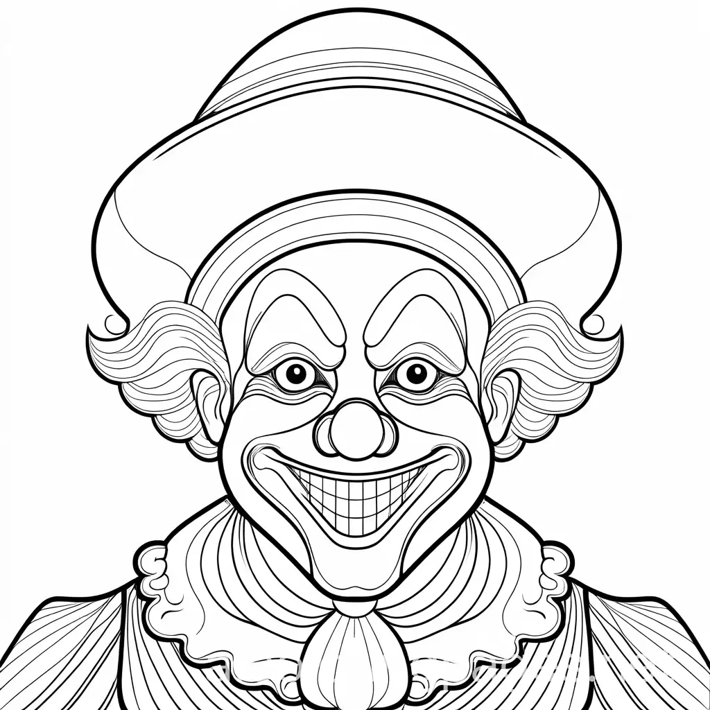Creepy-Clown-Coloring-Page-for-Kids-Simple-Line-Art-on-White-Background