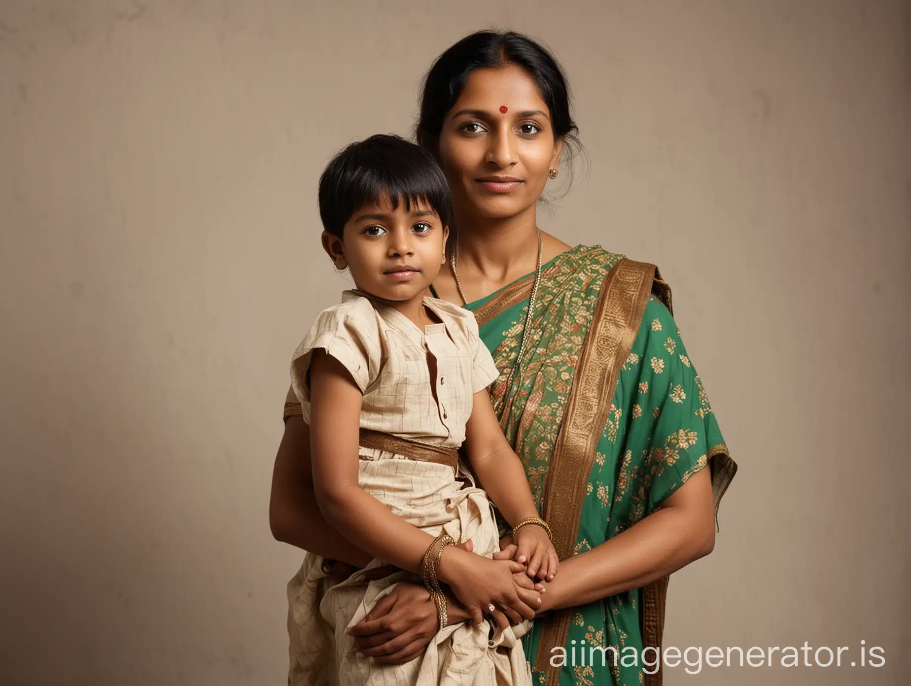 indian mother with her son
