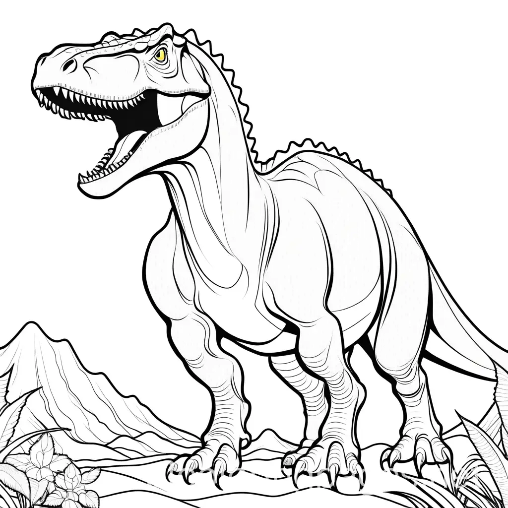 dinosaur, Coloring Page, black and white, line art, white background, Simplicity, Ample White Space