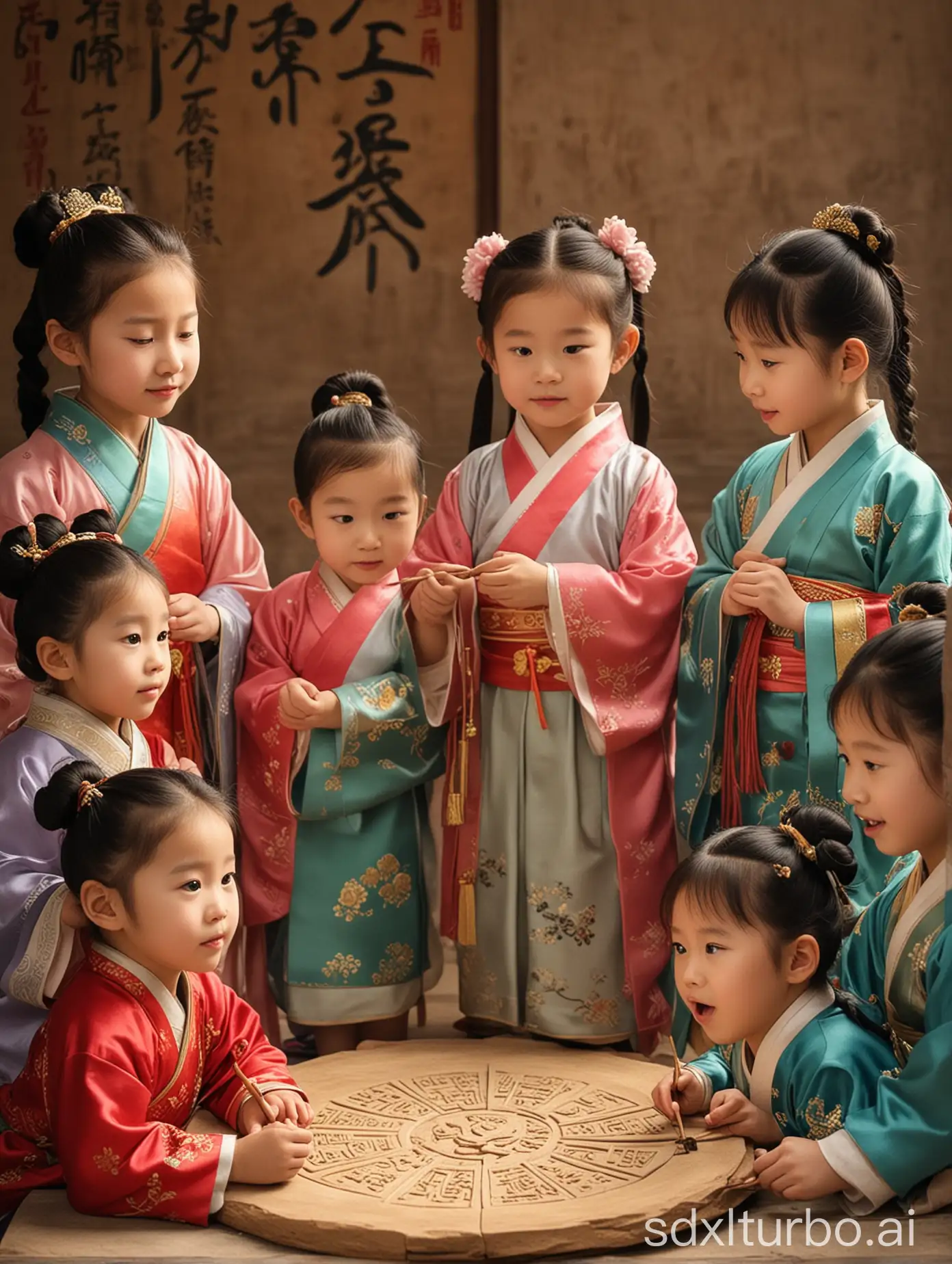Chinese children in ancient times learn