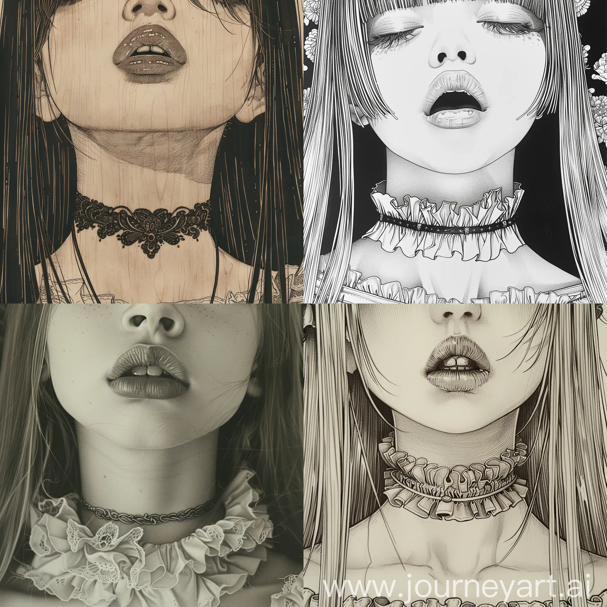 Innocent-Tween-with-Intricate-Details-and-Frilly-Choker-in-Photorealistic-Woodcut-Style