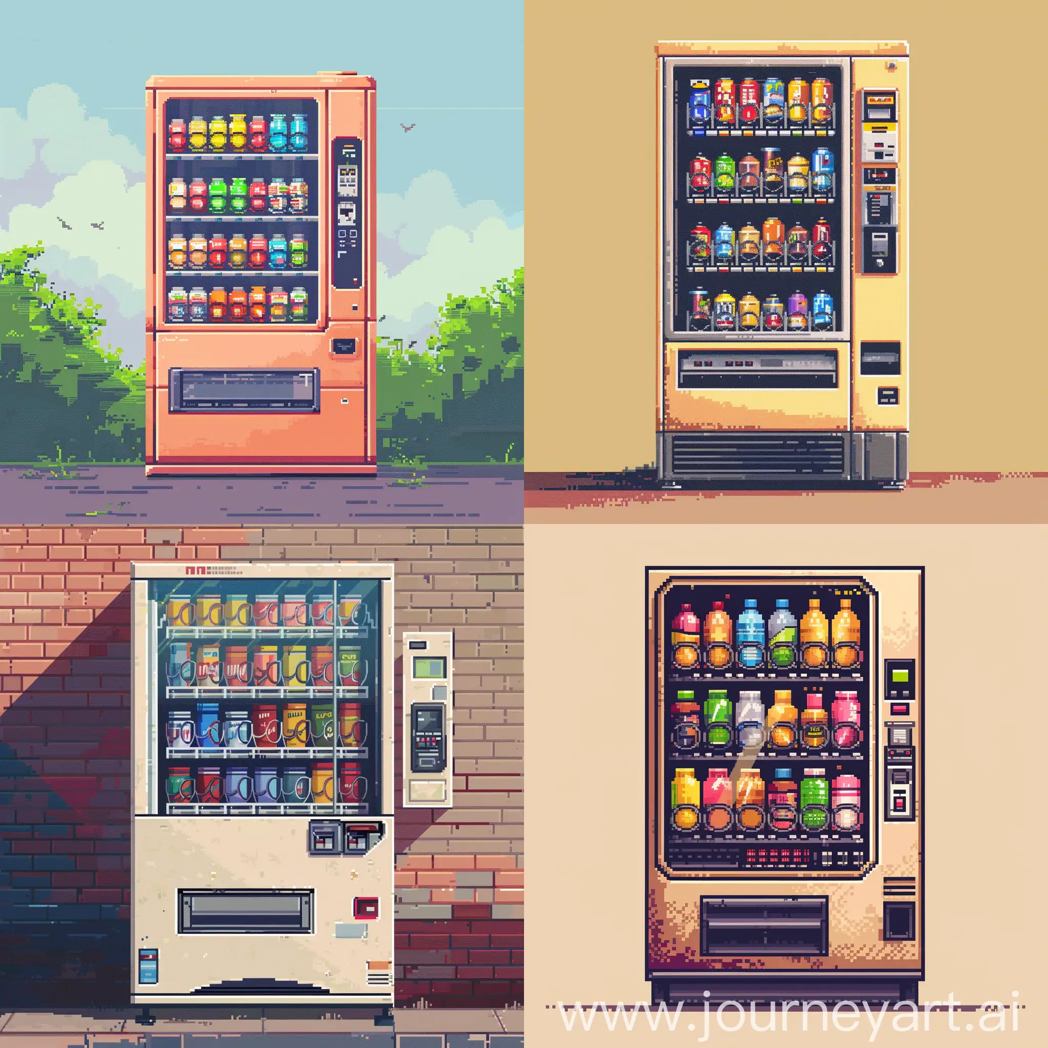 Pixel-Art-Vending-Machine-with-Six-Products-Retro-Snack-Dispenser-Illustration