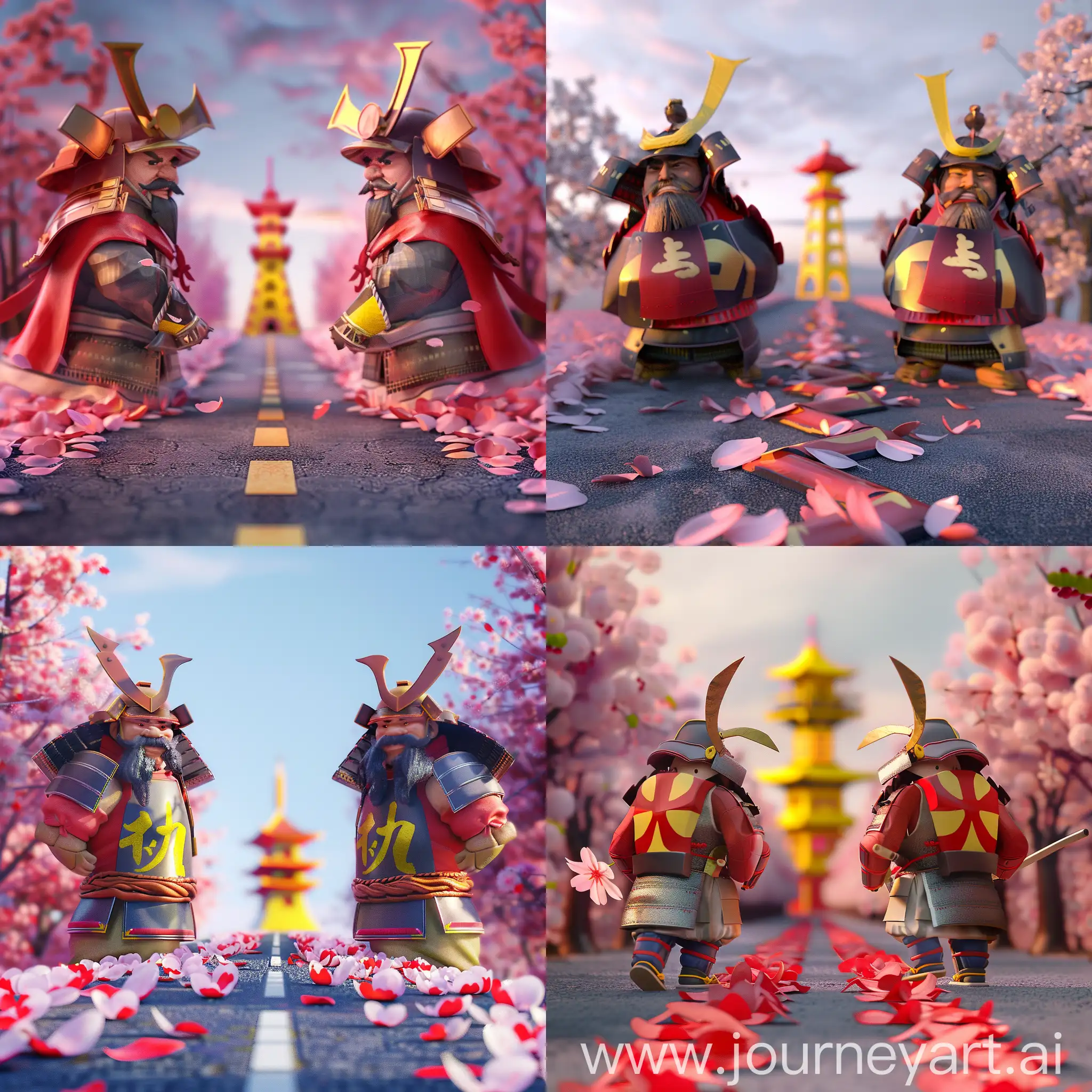 Samurai-Stroll-Cherry-Blossom-Road-by-Yellow-Crane-Tower
