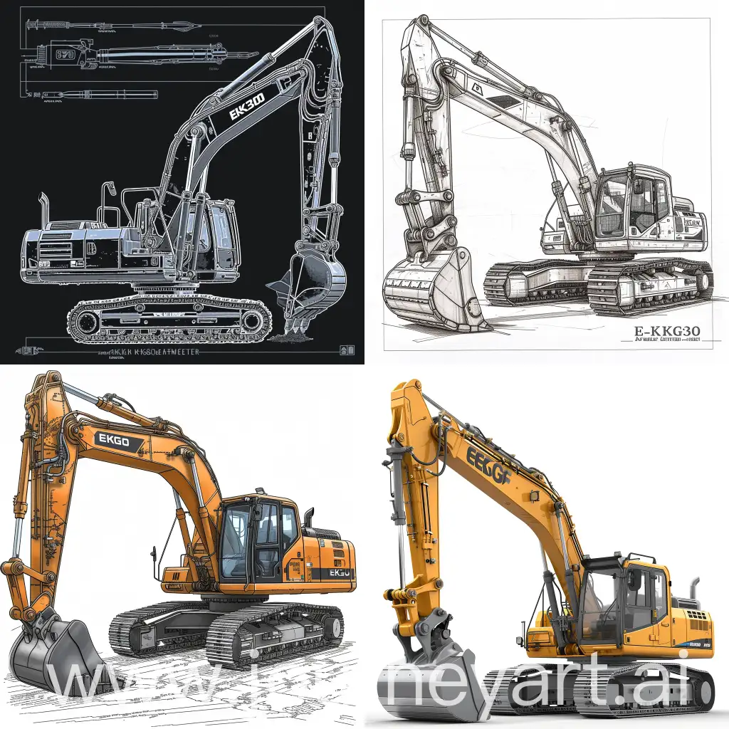 Excavator-EKG20-Detailed-Schematic-with-Operators-Cab-and-Hydraulic-System