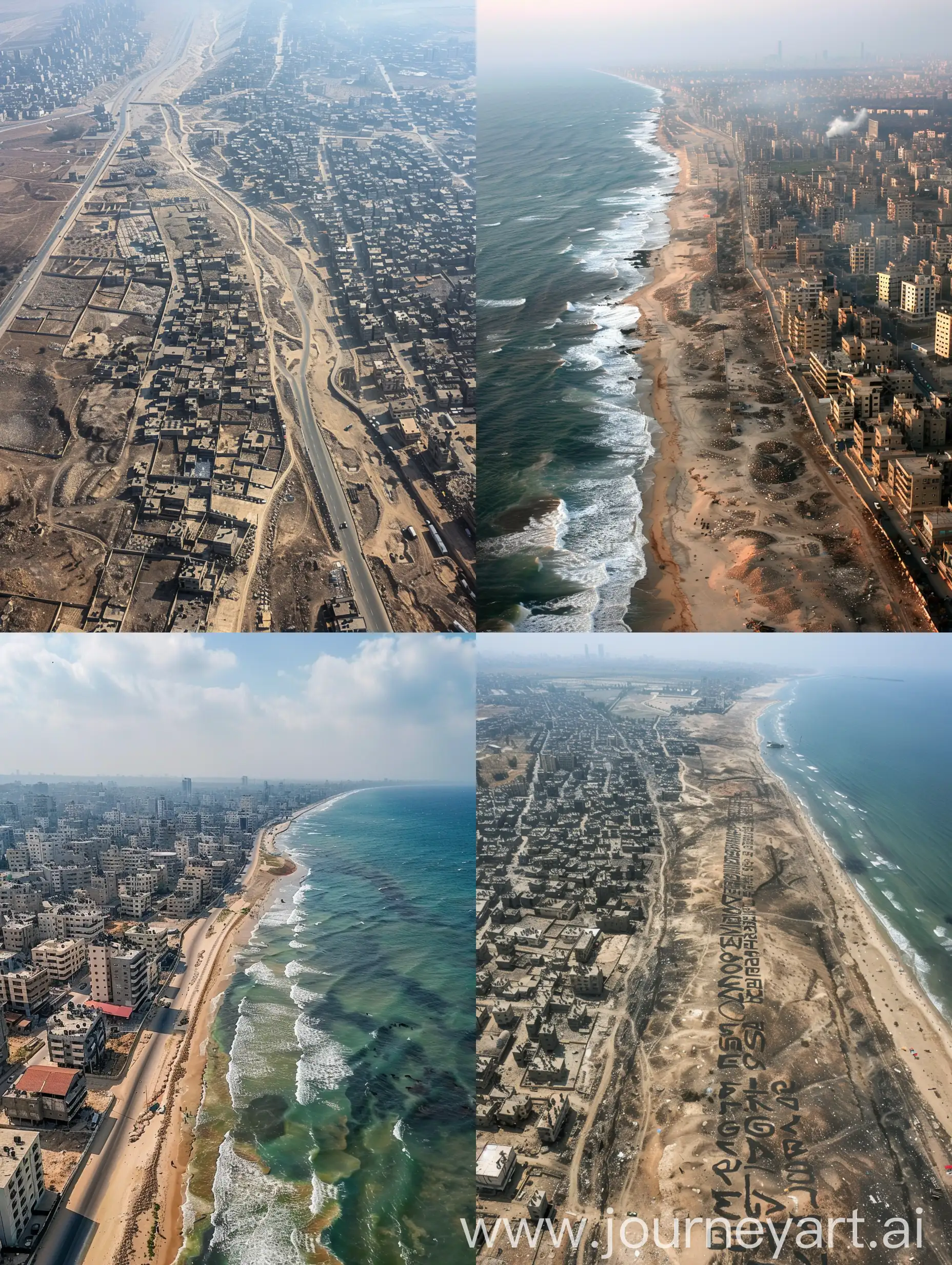 Aerial photo of Gaza, written on the photo in large font (RAFAH BE GA RAFT)