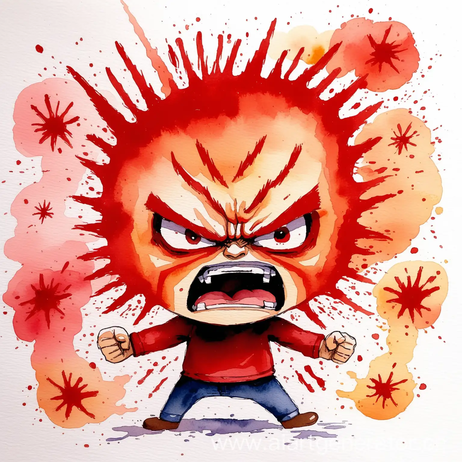 иллюстрация в акварельной технике про злость