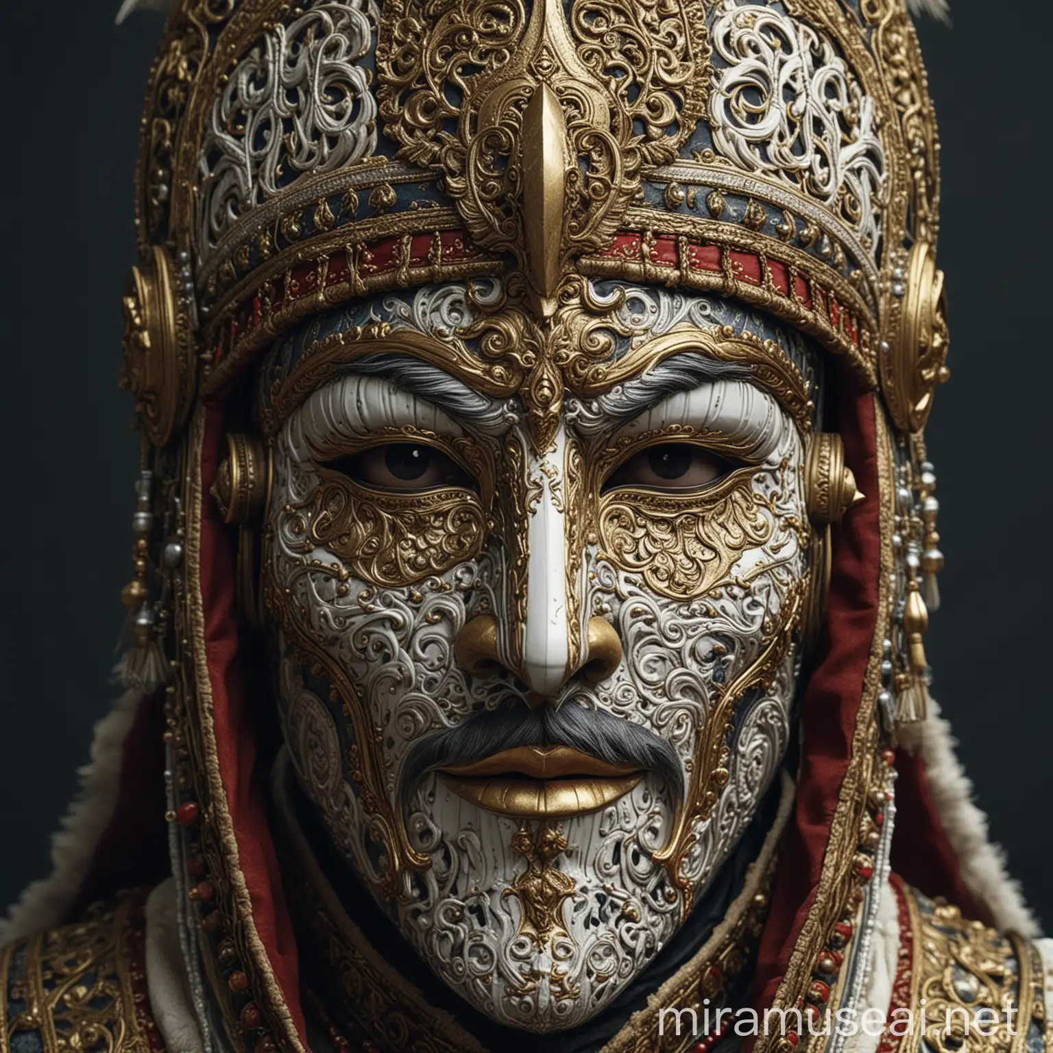Intricately Detailed Janissary Mask with Sharp Lines