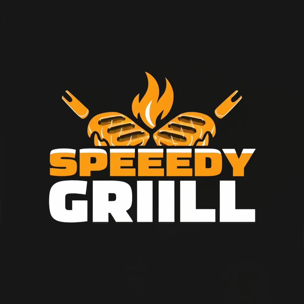 a logo design,with the text "speedy grill", main symbol:grill food,complex,be used in fast food industry,clear background