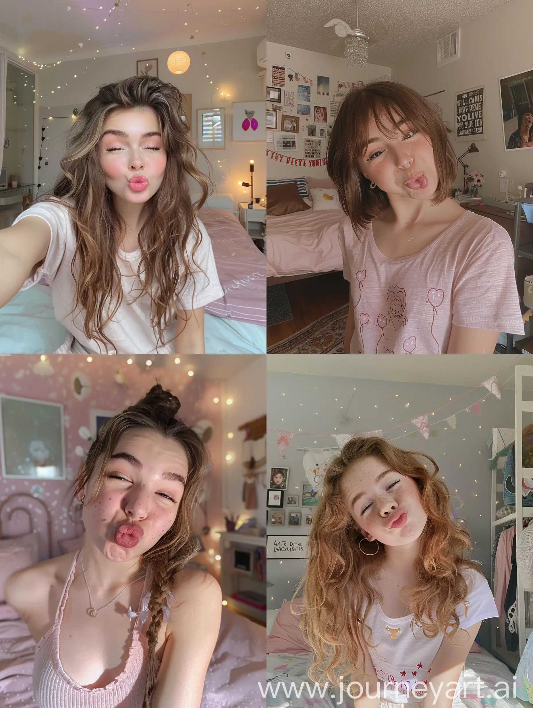 Adorable-Teenage-Girl-Posing-Playfully-in-Bedroom-Selfie