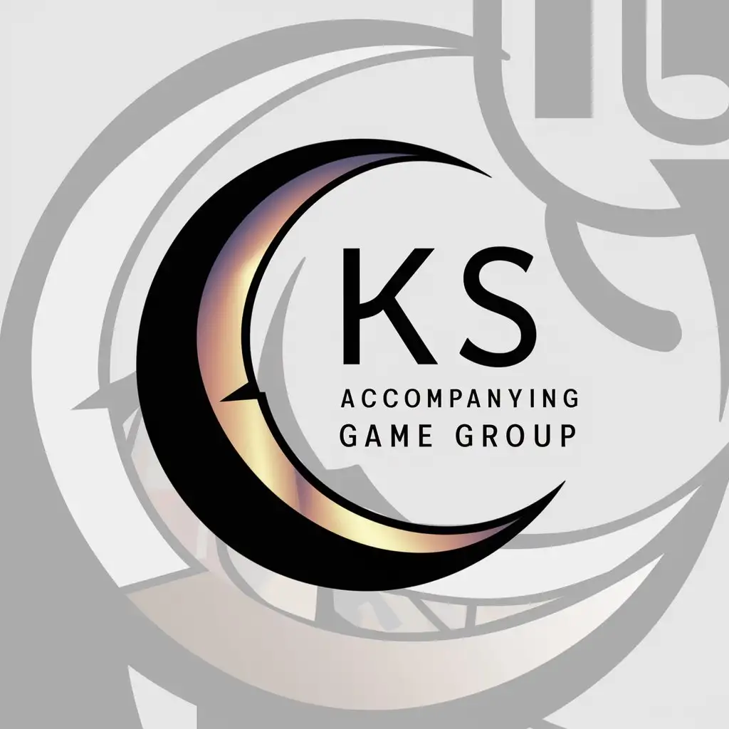 a logo design,with the text "KS accompanying game group", main symbol:moon,Moderate,be used in game industry,clear background