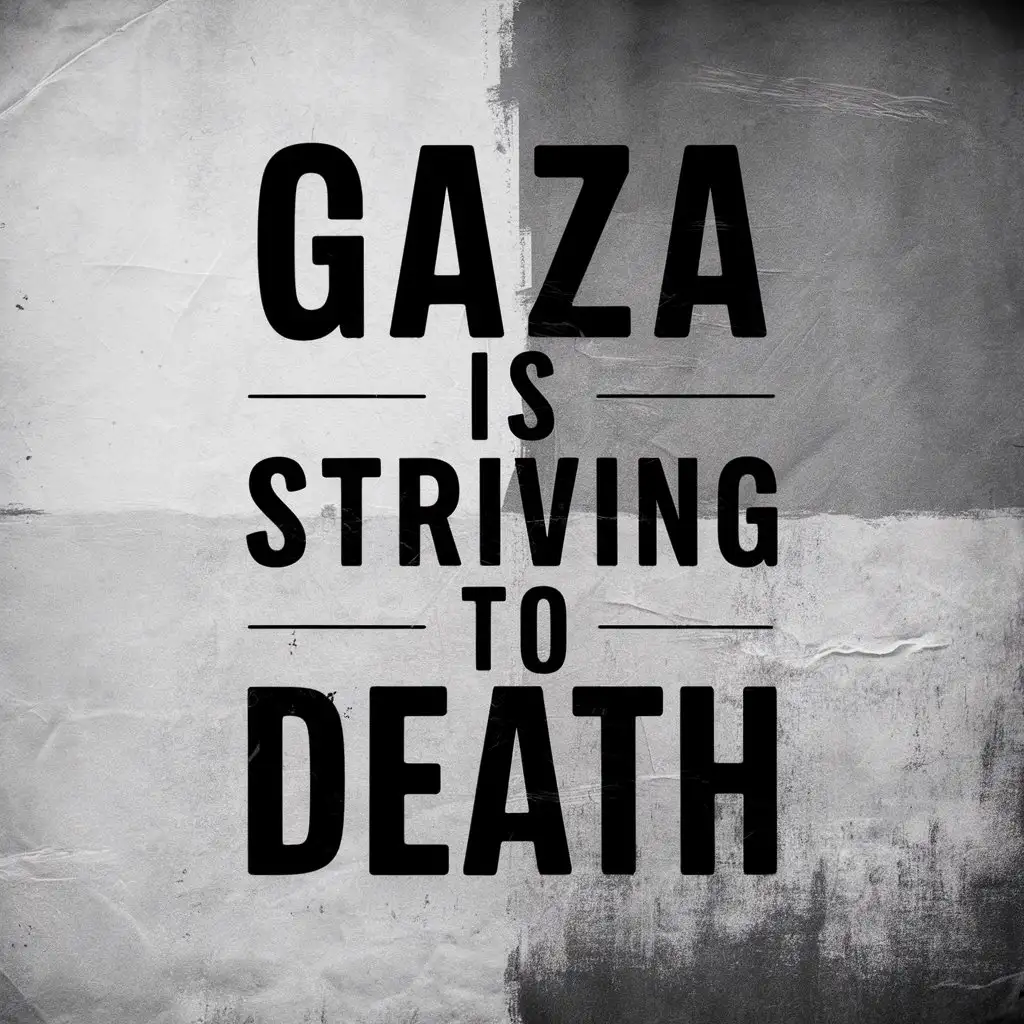 A slogan with words Gaza Is Striving to Death
