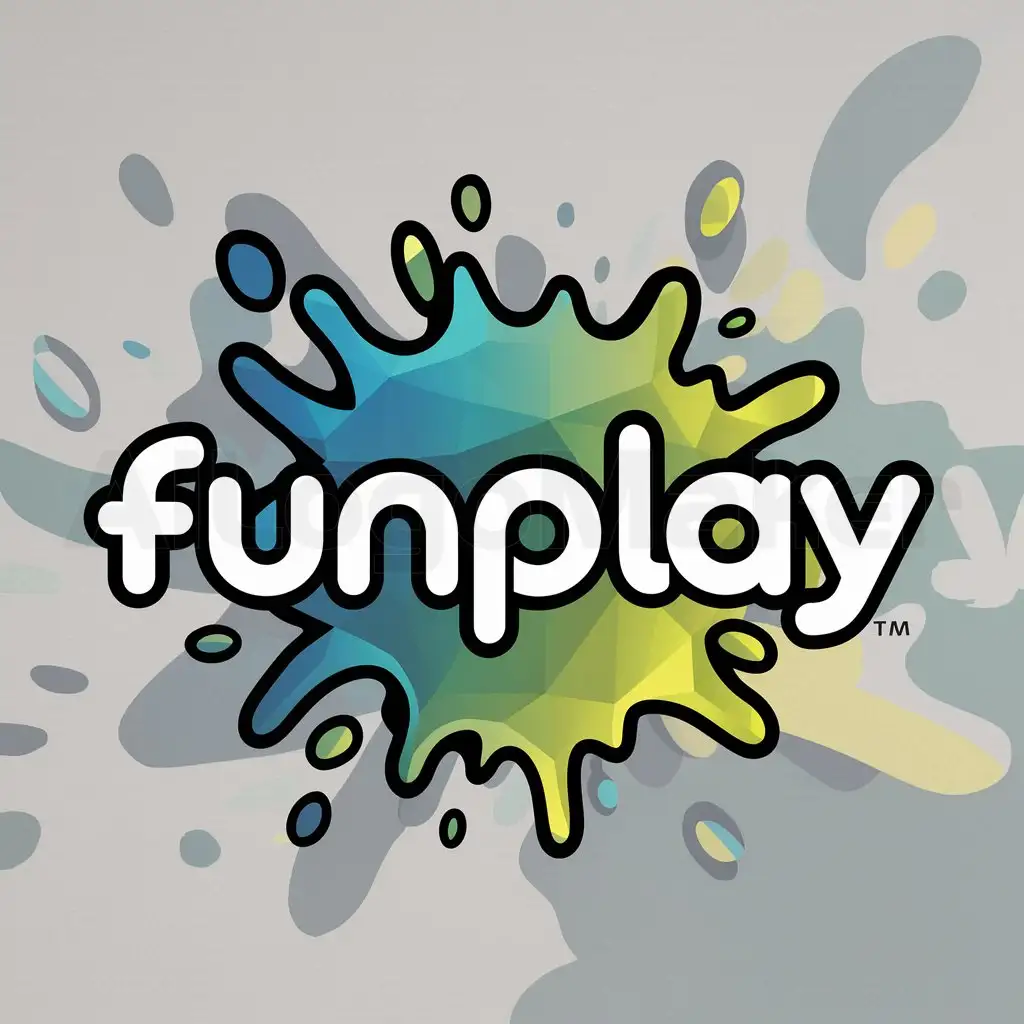 a logo design,with the text "funplay", main symbol:color splash background is attractice colour which refer to gaming,Moderate,clear background