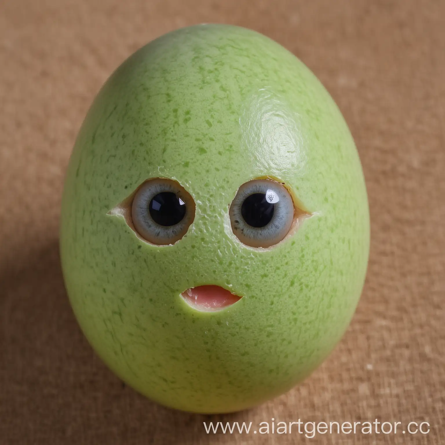 Живое пасхальное яйцо с глазами цвета зеленого арбуза с тупым лицом