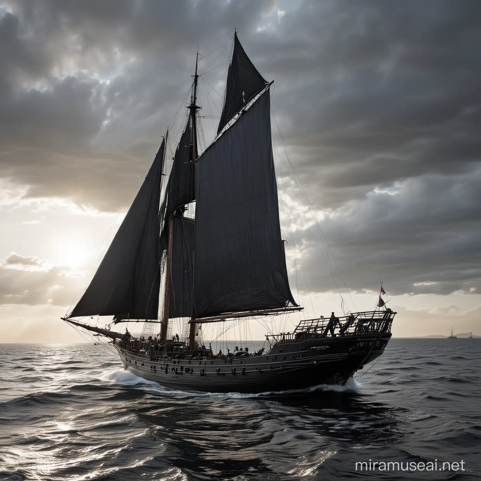 Ghost Ship Mysterious Wooden Sailing Vessel in Modern Setting