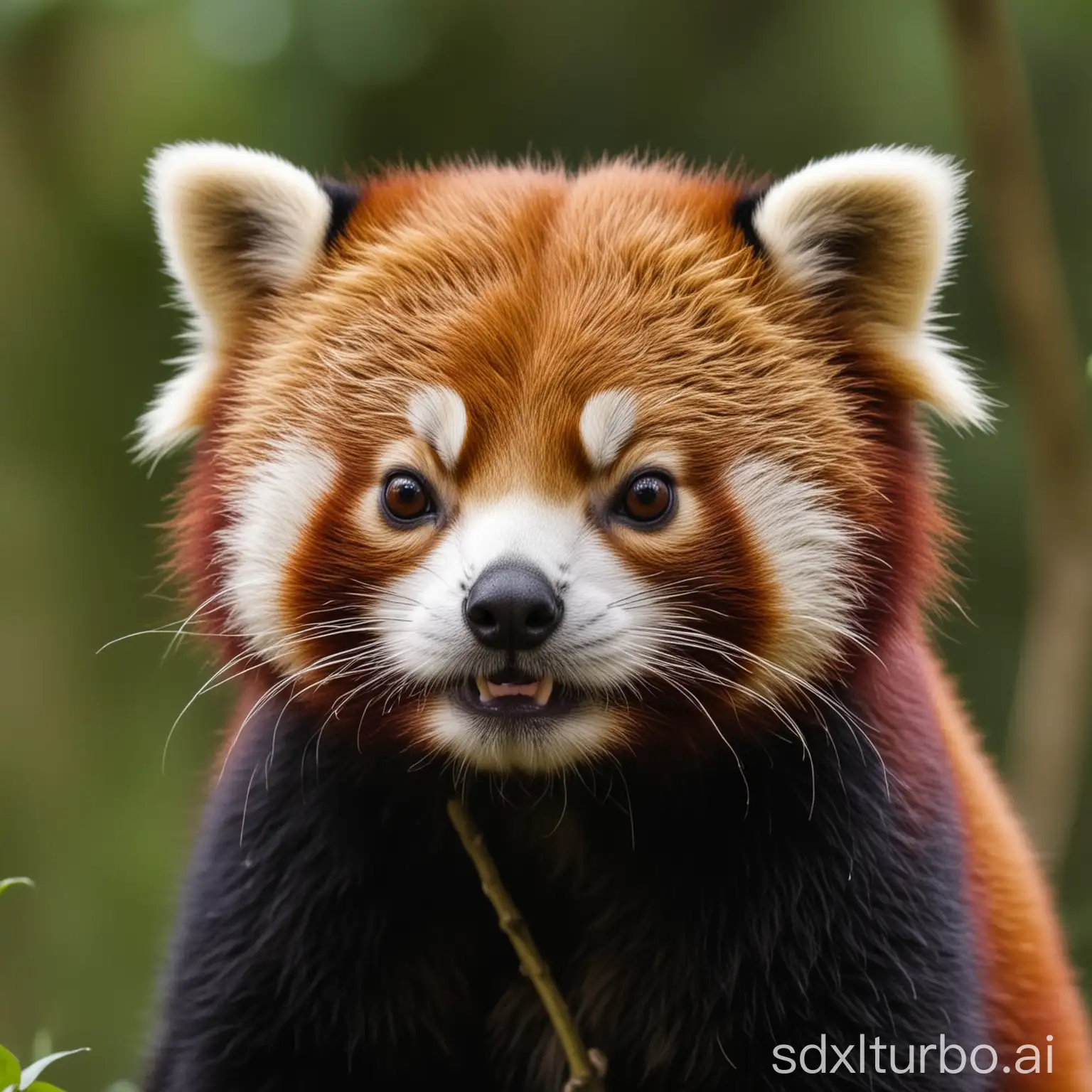 Sour-Red-Panda-in-a-Vibrant-Forest-Setting