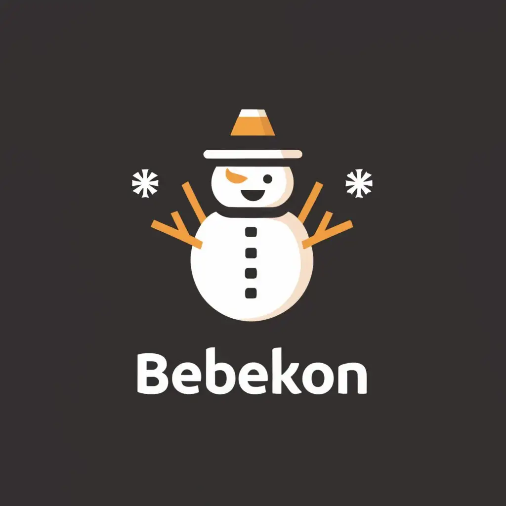 a logo design,with the text "bebekon", main symbol:snowman with mustaches,Minimalistic,be used in Technology industry,clear background