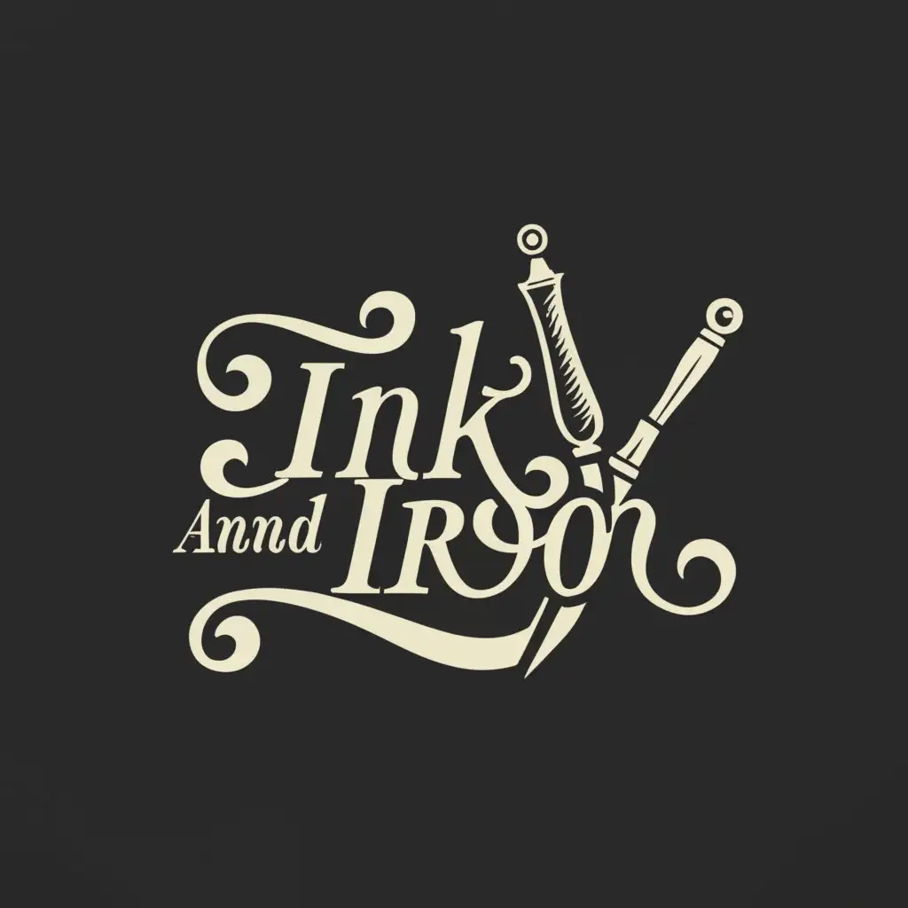 a logo design,with the text Ink And Iron, main symbol:Pen and a sword as the letter I in the name,Moderate,be used in Retail industry,clear background have the sword and pen line up