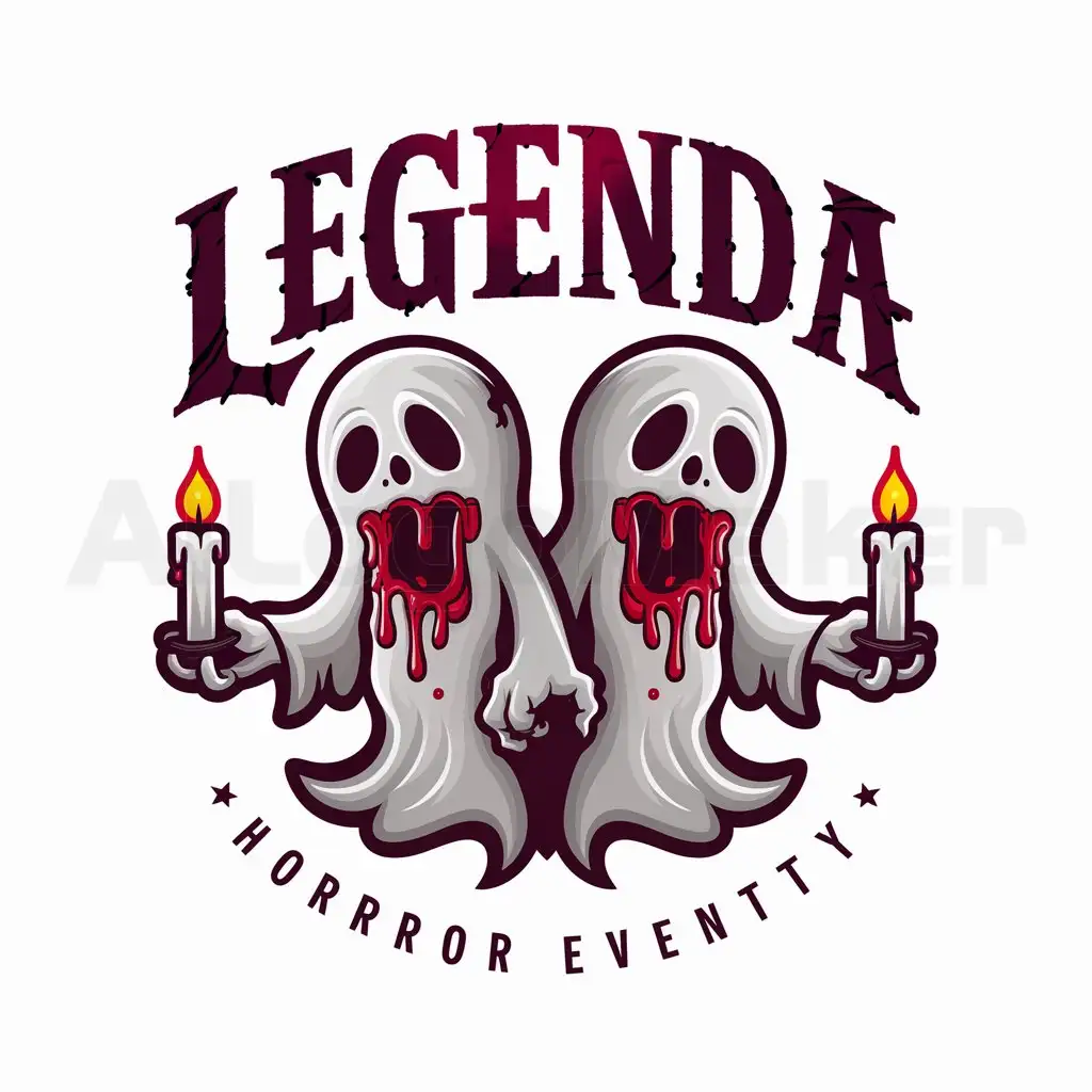 a logo design,with the text "Legenda", main symbol:Zombie Ghosts Bloody Horror Scary Creepy,Moderate,be used in Events industry,clear background