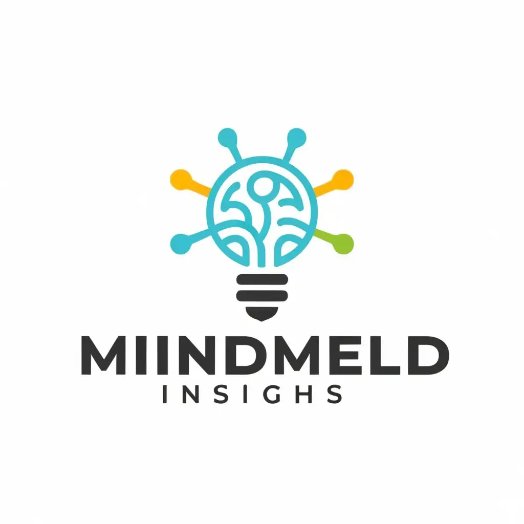 a logo design,with the text "MindMeld Insights", main symbol:brain bulb,Moderate,be used in Education industry,clear background