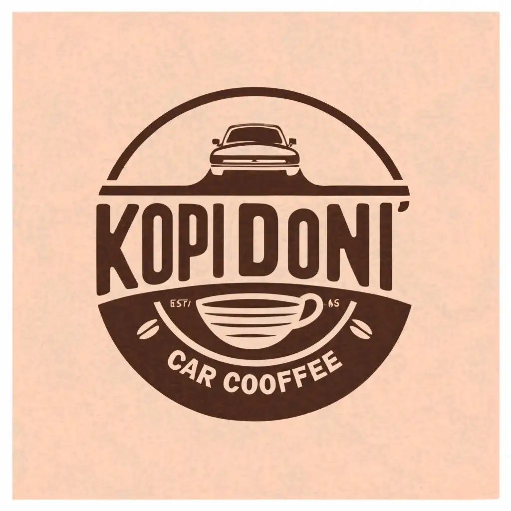 a logo design,with the text "Kopi Doni", main symbol:Make a logo for a car coffee called Kopi Doni,complex,be used in Restaurant industry,clear background